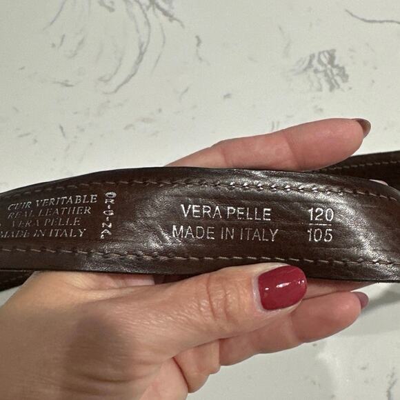Vera Pelle Genuine Made in Italy Classic Brown Leather Belt, EUC, 120/105 - Picture 4 of 4